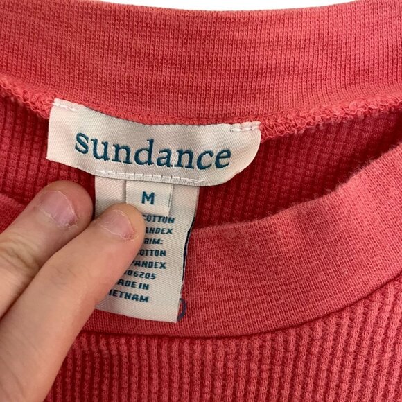 Sundance peach orange long sleeved crewneck knit sweater cotton spandex buttons - Picture 4 of 5